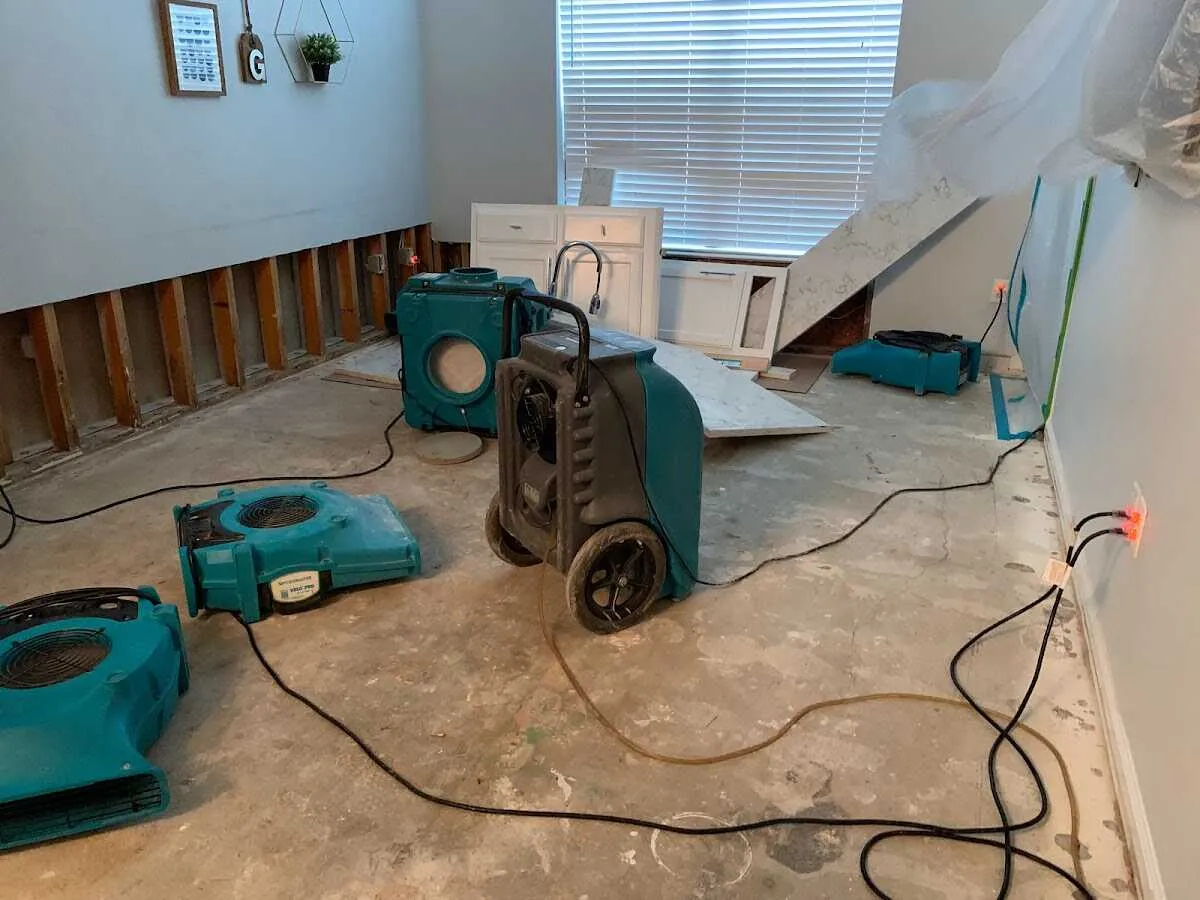 Dehumidifier in flood-cut room for Water Extraction & Removal in Downey